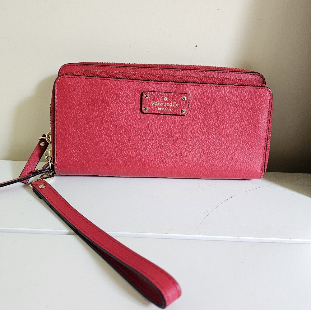 Kate Spade Red Clutch Wristlet with Signature Logo
